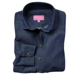 BA144-8 Brook Taverner Womens Banff Long Sleeve Chambray Shirt Navy Size 8 - JD Catering Equipments Ltd