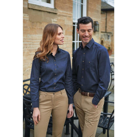 BA145-15 Brook Taverner Mens Jasper Long Sleeve Chambray Shirt Navy 15"