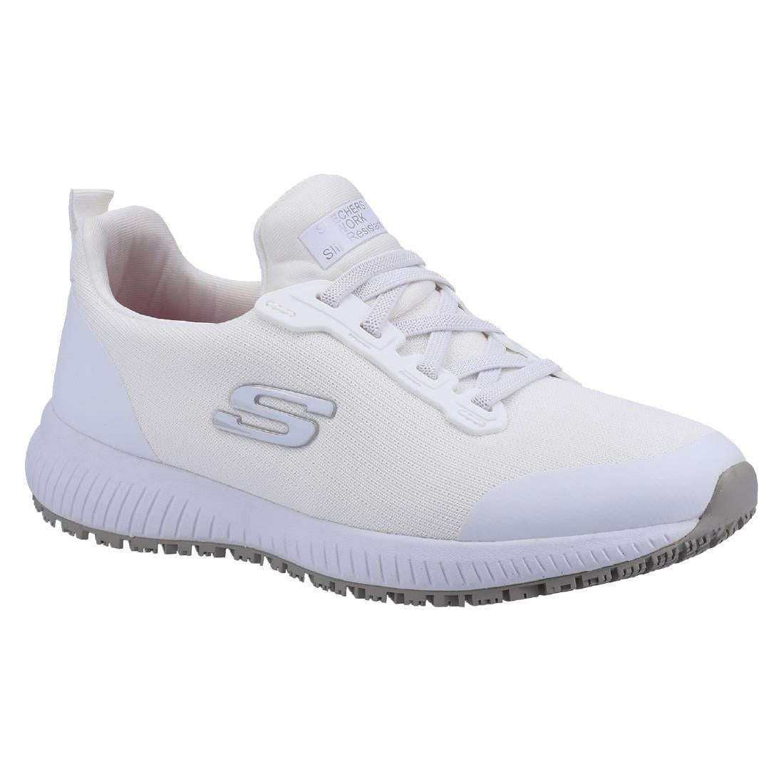 BA154-38 Skechers Womens Slip Resistant Squad Trainers White 38