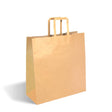 Flat Handle Paper Bag - Kraft - Medium - 200/ctn - kraft - BioPak commercial catering consumable