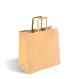 Flat Handle Paper Bag - Kraft - Small - 250/ctn - kraft - BioPak commercial catering consumable