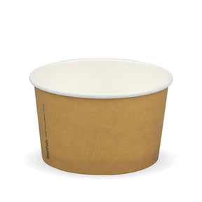 Paper PLA Lined Ice Cream BioCup - 240ml/8oz - 1000/ctn - printed kraft-look - BioPak commercial catering consumable