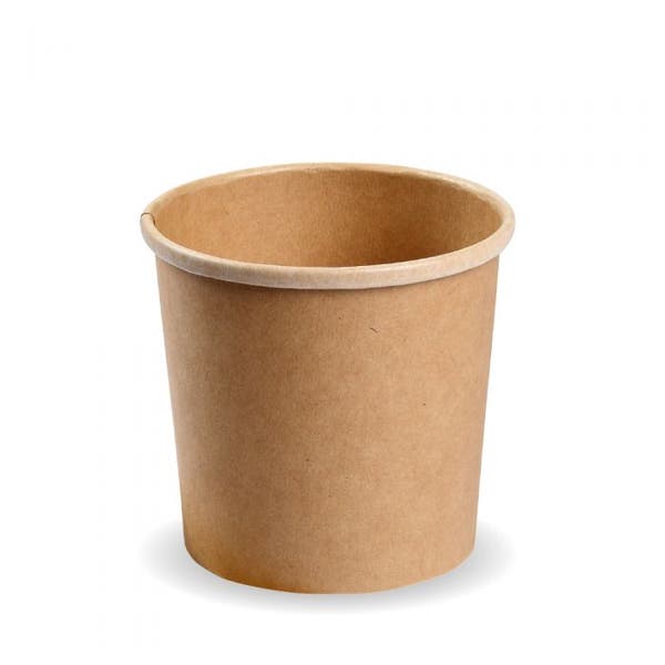 Paper PLA Lined Soup BioBowl - Kraft - 12oz - 500/ctn - kraft - BioPak commercial catering consumable