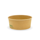 Wide Paper PLA Lined BioBowl - Kraft - Medium- 750ml - 400/ctn - printed kraft-look - BioPak commercial catering consumable