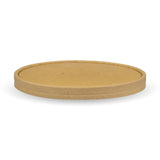 Paper Wide BioBowl Lid - Kraft - 1300ml (184mm) - 200/ctn - printed kraft-look - BioPak commercial catering consumable