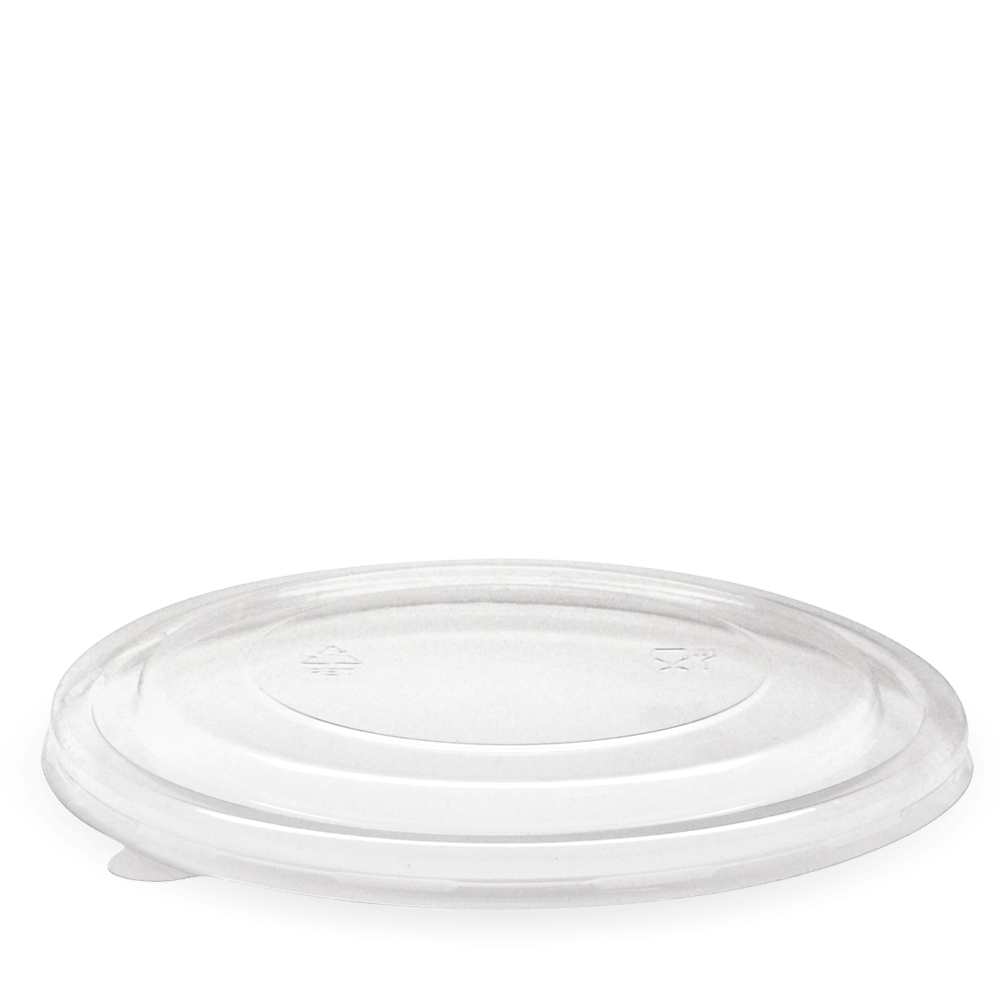 PET Wide BioBowl Lid - Clear - 1300ml (184mm) - 200/ctn - clear - BioPak commercial catering consumable