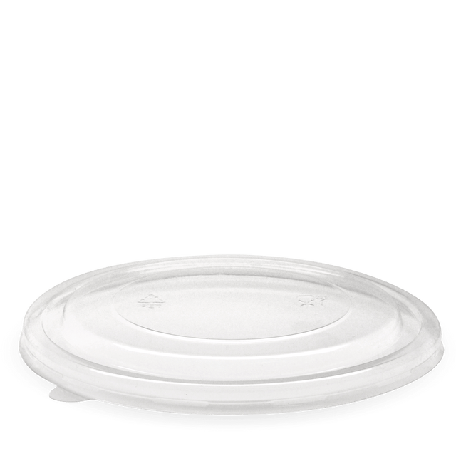 PET Wide BioBowl Lid - Clear - 1300ml (184mm) - 200/ctn - clear - BioPak commercial catering consumable