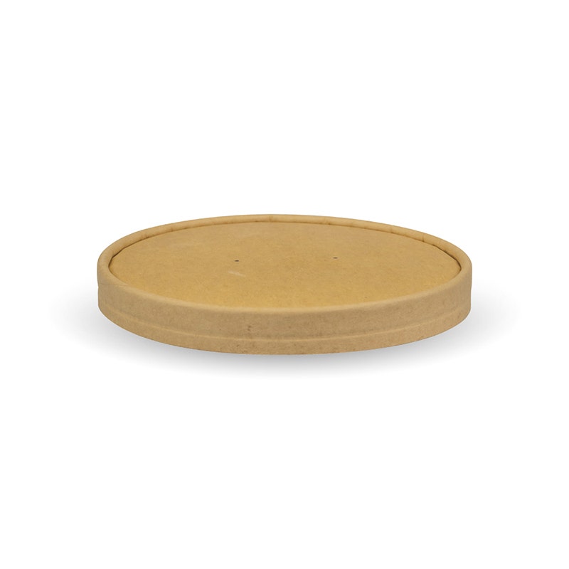Paper PLA Lined BioBowl Lid - Kraft - 97mm - 500/ctn - kraft - BioPak commercial catering consumable
