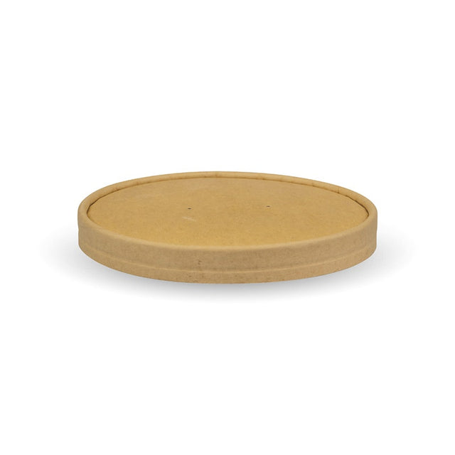 Paper PLA Lined BioBowl Lid - Kraft - 97mm - 500/ctn - kraft - BioPak commercial catering consumable