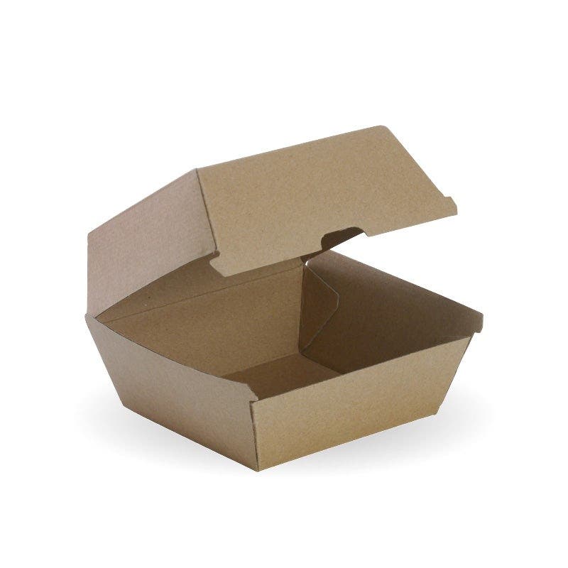 Large burger box - 120 x 120 x 100mm - kraft - BioPak commercial catering consumable