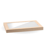 BioBoard Catering Tray PLA Window Lid - Kraft - Medium - 100/ctn - kraft - BioPak commercial catering consumable