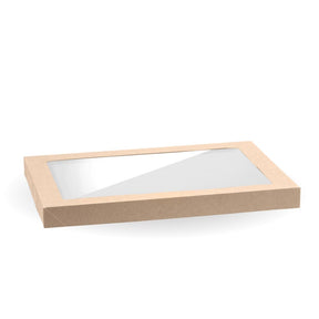 BioBoard Catering Tray PLA Window Lid - Kraft - Medium - 100/ctn - kraft - BioPak commercial catering consumable