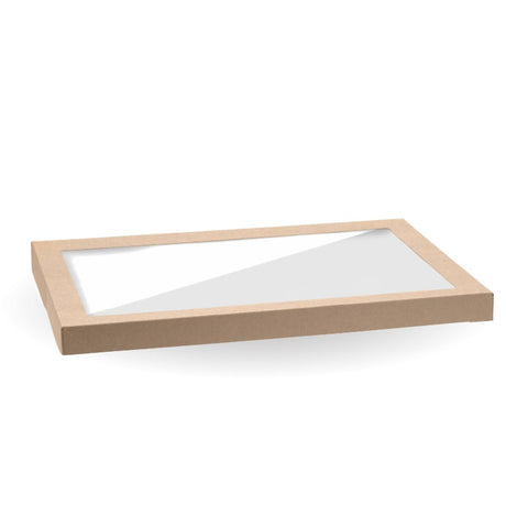 BioBoard Catering Tray PLA Window Lid - Kraft - Extra Large - 50/ctn - kraft - BioPak commercial catering consumable