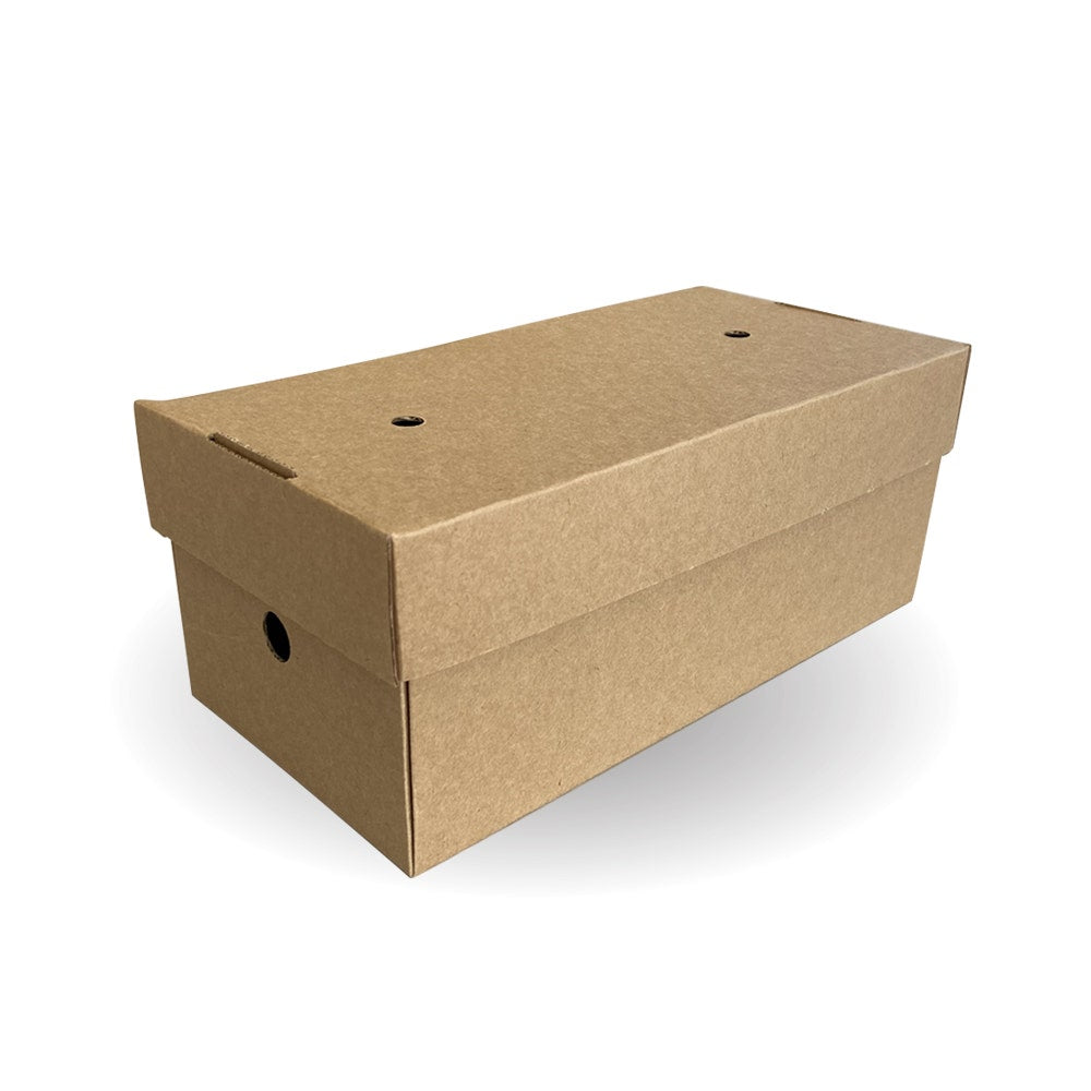 BioBoard Delivery Burger Box - Kraft - Large - 100/ctn - kraft - BioPak commercial catering consumable