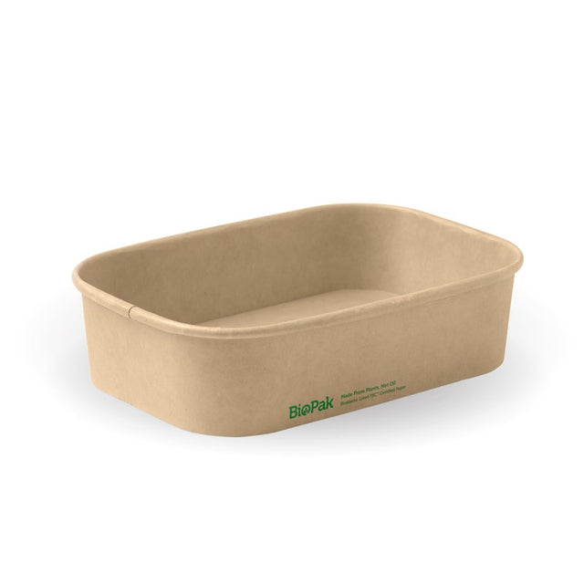 Rectangle PLA Lined Container - Kraft - 500ml - 300/ctn - kraft - BioPak commercial catering consumable