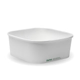 Square PLA Lined Takeaway Container - White - 1200ml - 300/ctn - - BioPak commercial catering consumable