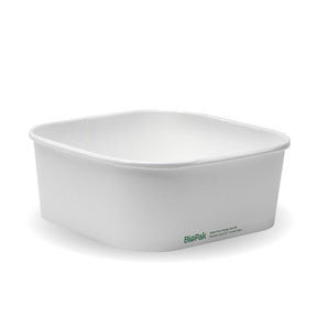 Square PLA Lined Takeaway Container - White - 1200ml - 300/ctn - - BioPak commercial catering consumable