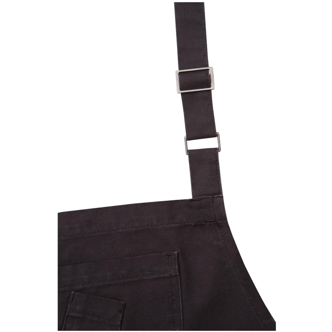BB012 Chef Works Urban Rockford Canvas Wide Bib Apron Steel Grey
