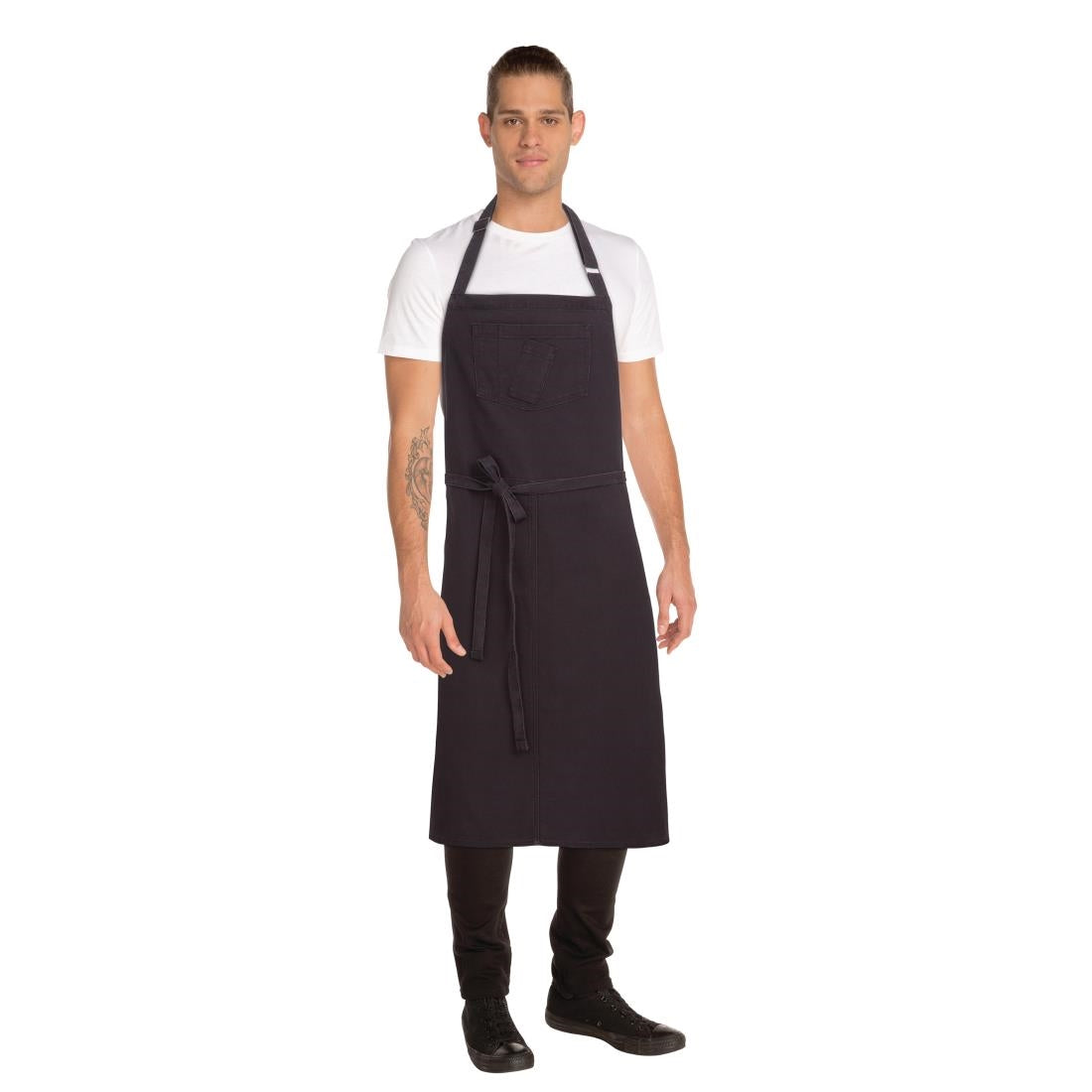BB012 Chef Works Urban Rockford Canvas Wide Bib Apron Steel Grey