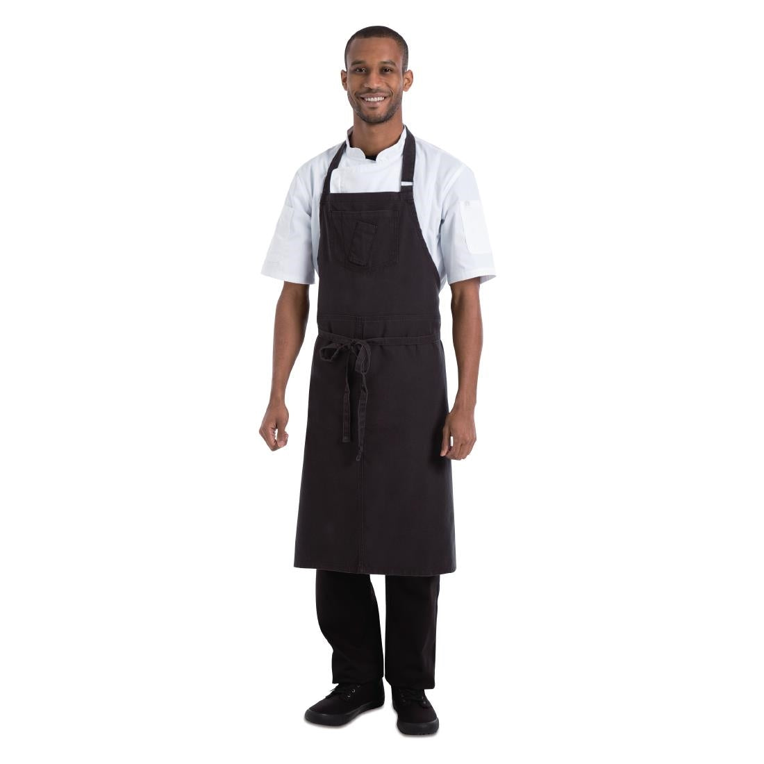 BB012 Chef Works Urban Rockford Canvas Wide Bib Apron Steel Grey