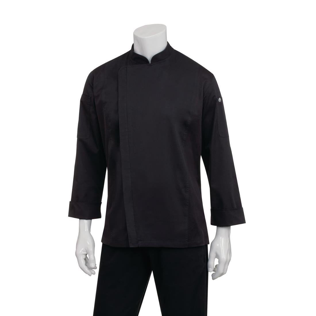 BB083-XXL Chef Works Unisex Hartford Lightweight Chef Jacket Black Size XXL