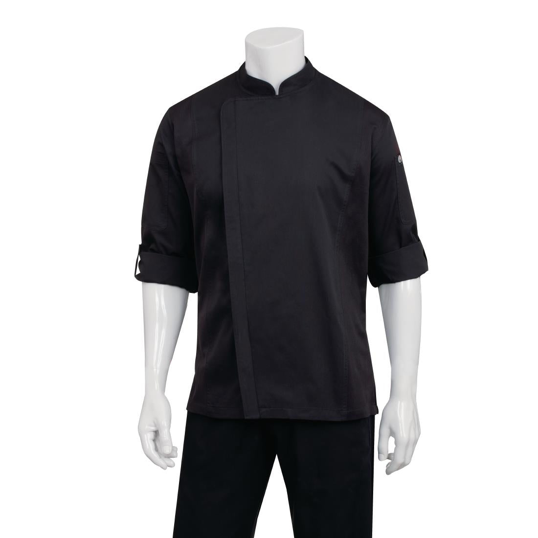 BB083-L Chef Works Unisex Hartford Lightweight Chef Jacket Black Size L