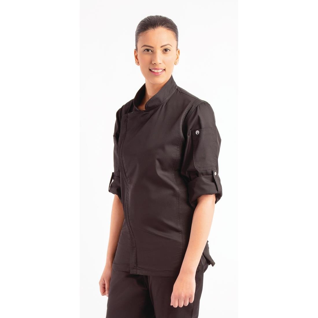 BB083-XXL Chef Works Unisex Hartford Lightweight Chef Jacket Black Size XXL