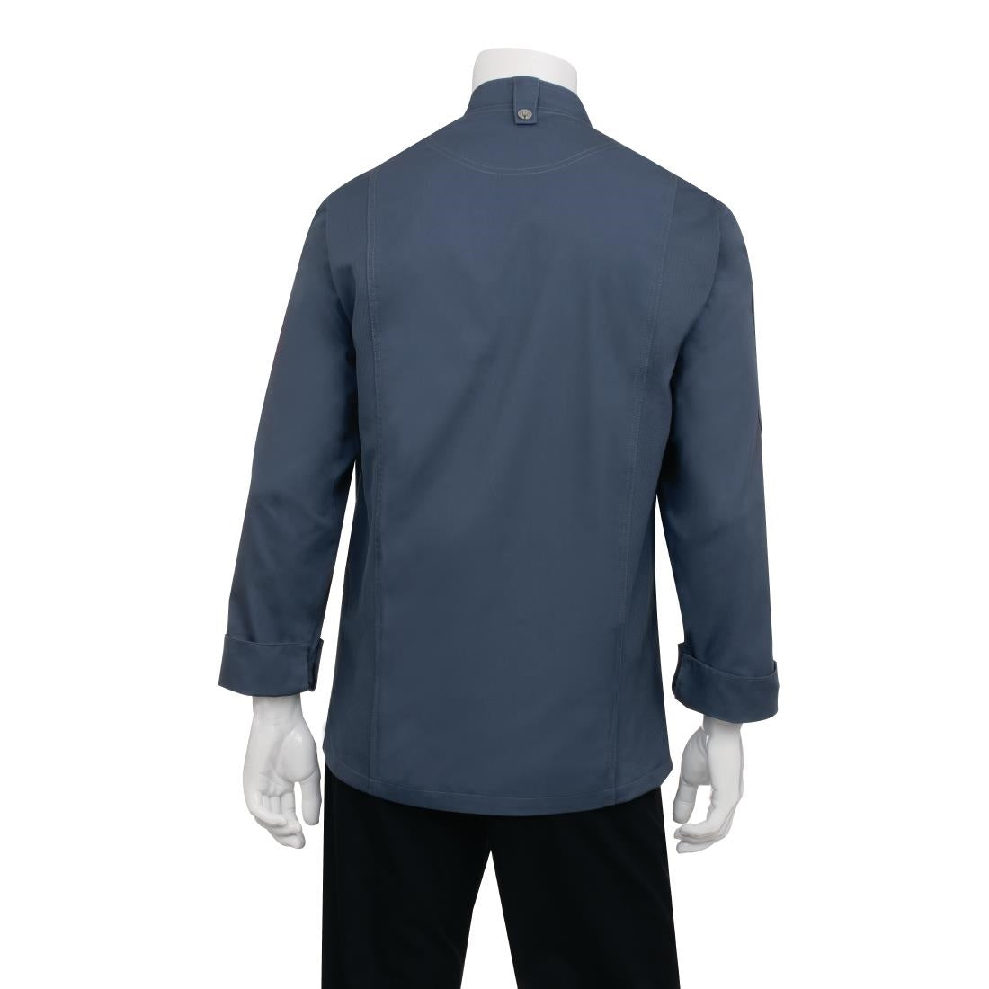 BB084-S Chef Works Hartford Lightweight Zipper Unisex Chef Jacket Blue S