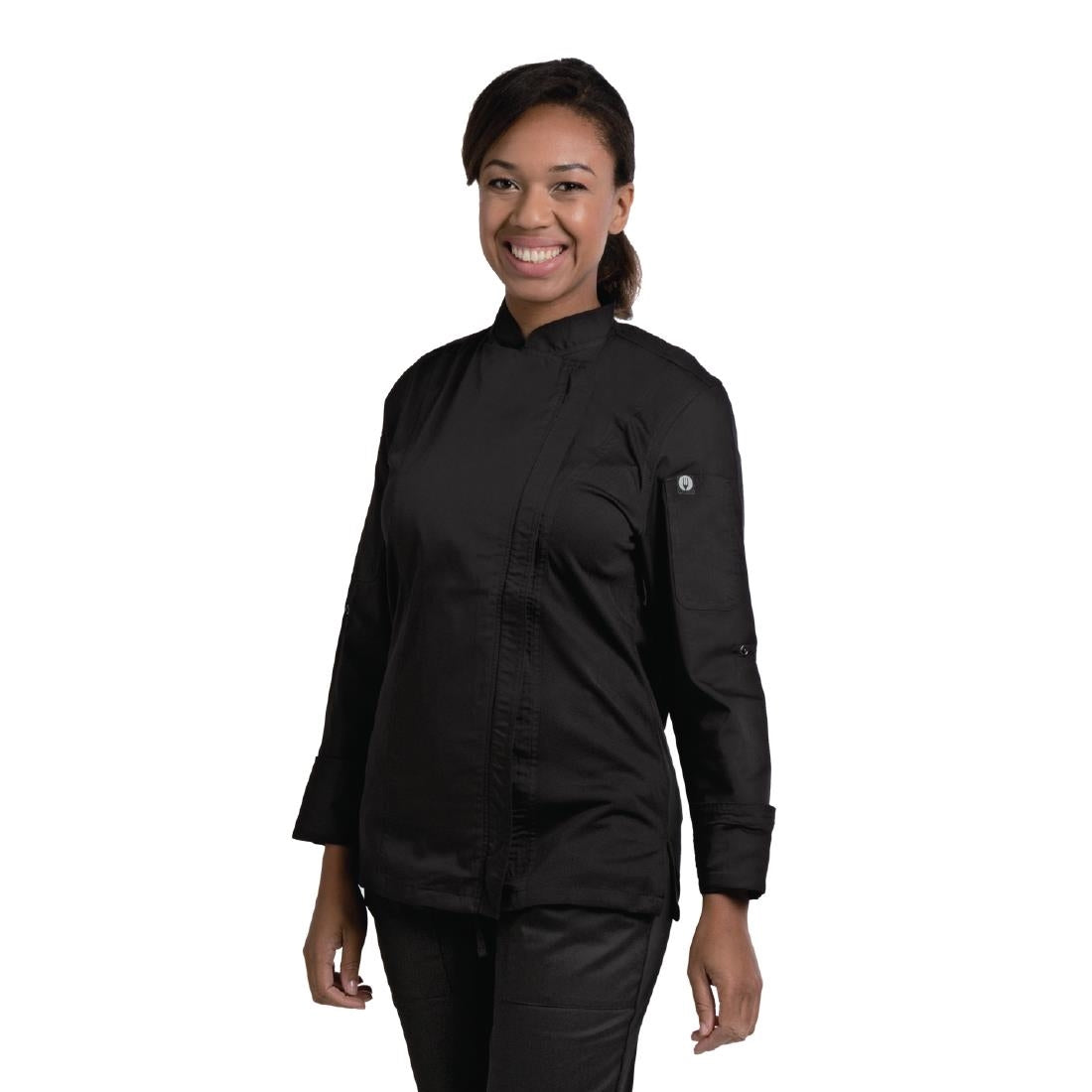 BB090-M Chef Works Hartford Lightweight Zip Womens Chef Jacket Black M