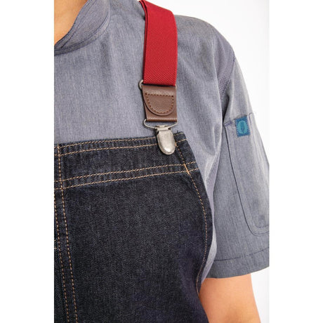 BB206 Chef Works Urban Berkeley Denim Brace Bib Apron Dark Indigo - JD Catering Equipment Solutions Ltd