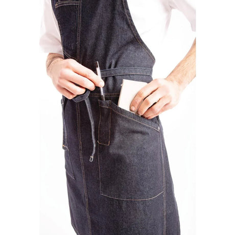 BB206 Chef Works Urban Berkeley Denim Brace Bib Apron Dark Indigo - JD Catering Equipment Solutions Ltd