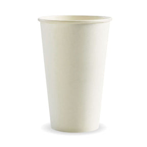 Single Wall BioCup - White - 510ml / 16oz (90mm) - 1000/ctn - - BioPak commercial catering consumable