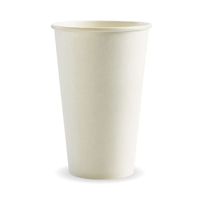 Single Wall BioCup - White - 510ml / 16oz (90mm) - 1000/ctn - - BioPak commercial catering consumable
