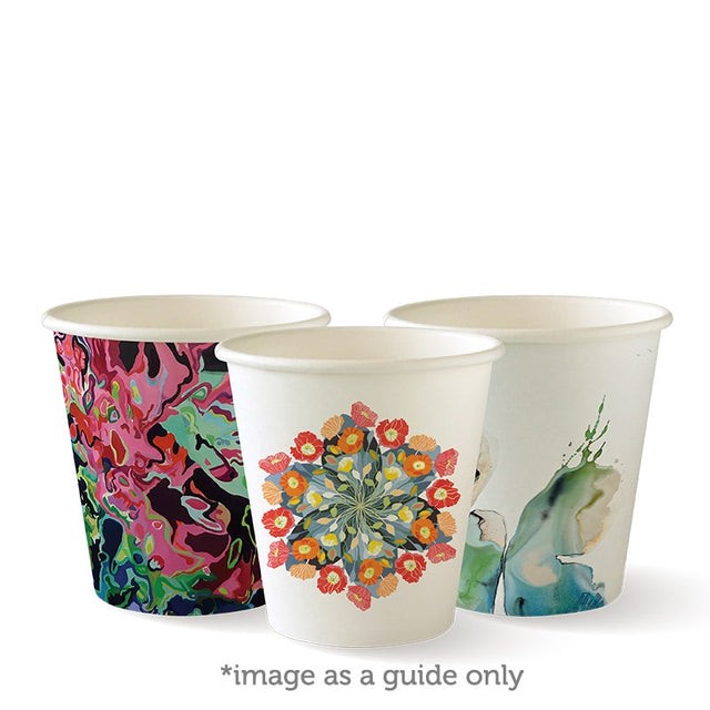 Single Wall BioCup - Art Series - 230ml / 6oz (80mm) - 1000/ctn - art series - BioPak commercial catering consumable