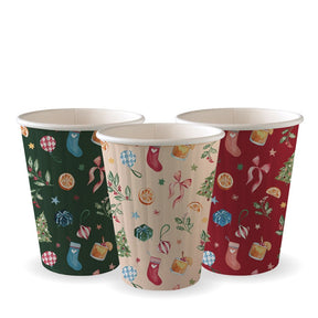 255ml (8oz) cup (fits small lids) - Christmas series - BioPak commercial catering consumable