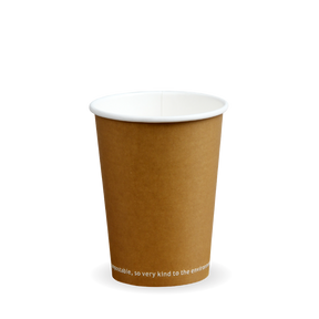 Single Wall BioCup - Kraft - 390ml / 12oz (90mm) - 1000/ctn - kraft - BioPak commercial catering consumable