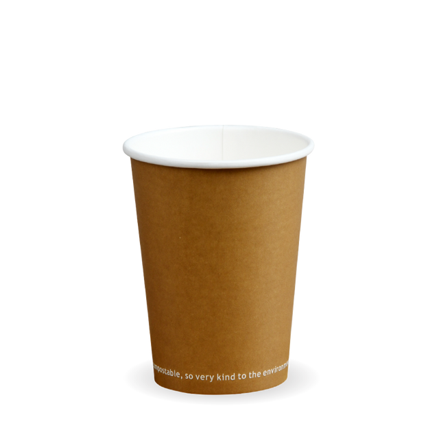Single Wall BioCup - Kraft - 390ml / 12oz (90mm) - 1000/ctn - kraft - BioPak commercial catering consumable