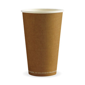 Single Wall BioCup - Kraft - 510ml / 16oz (90mm) - 1000/ctn - - BioPak commercial catering consumable