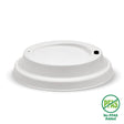 Large BioCane BioCup Lid Lid - White - 12 & 16oz (90mm) - 1000/ctn - - BioPak commercial catering consumable