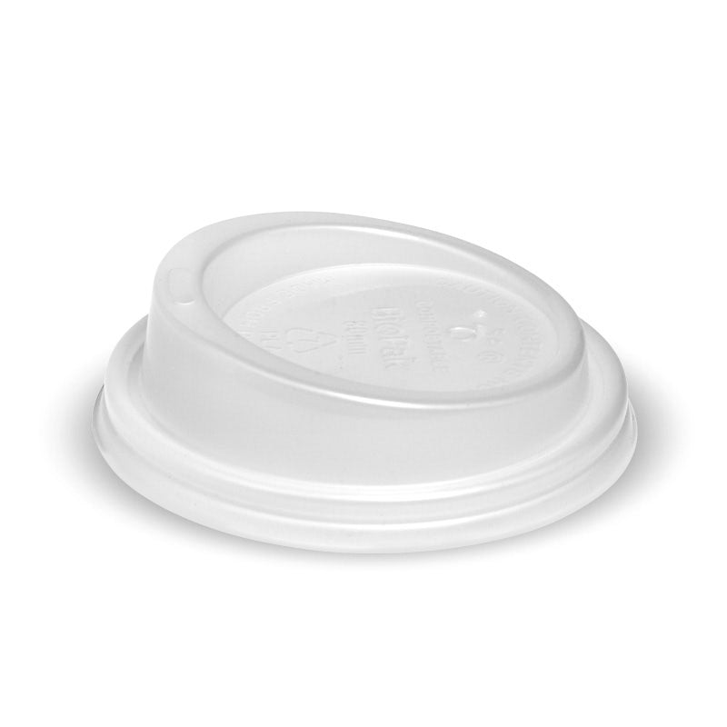 Small PLA BioCup Lid - Clear - 6 & 8oz (80mm) - 1000/ctn - opaque - BioPak commercial catering consumable