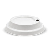 Small BioCane BioCup Lid - White - 6 & 8oz (80mm) - 1000/ctn - - BioPak commercial catering consumable