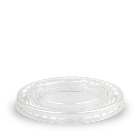 Large PET Lid - Straw-Slot - Clear - 90mm - 1000/ctn - clear - BioPak commercial catering consumable