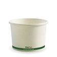 Paper PLA Lined BioBowl - White - 550ml / 16oz - 500/ctn - white green stripe - BioPak commercial catering consumable