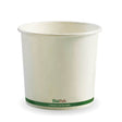 Paper PLA Lined BioBowl - White - 740ml / 24oz - 500/ctn - white green stripe - BioPak commercial catering consumable