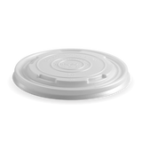 Paper PLA Lined BioBowl Lid - White - 430-950ml / 12-32oz - 500/ctn - opaque - BioPak commercial catering consumable