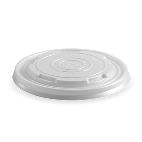 Paper PLA Lined BioBowl Lid - White - 430-950ml / 12-32oz - 500/ctn - opaque - BioPak commercial catering consumable