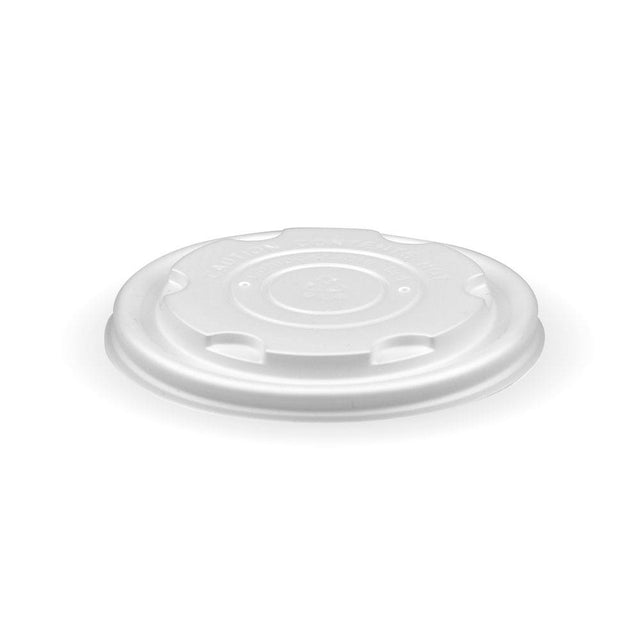 Paper PLA Lined BioBowl Lid - White - 250ml / 8oz - 1,000/ctn - opaque - BioPak commercial catering consumable