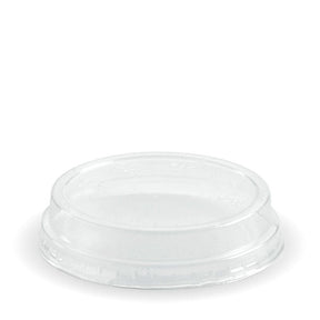 PLA Raised Flat Lid - Clear - 60-280ml - 2000/ctn - clear - BioPak commercial catering consumable