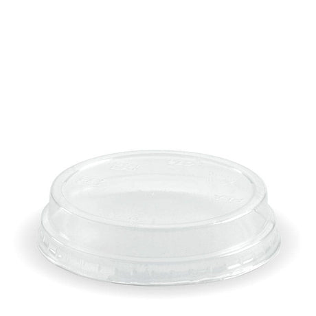 PLA Raised Flat Lid - Clear - 60-280ml - 2000/ctn - clear - BioPak commercial catering consumable
