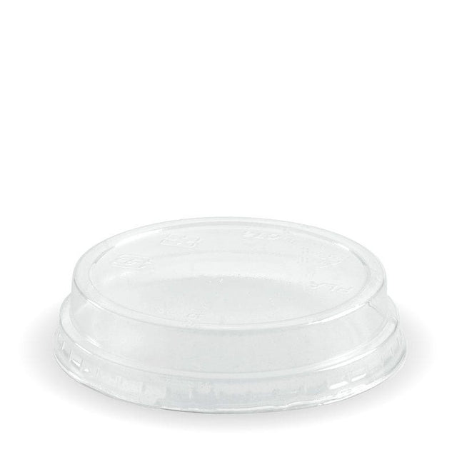 PLA Raised Flat Lid - Clear - 60-280ml - 2000/ctn - clear - BioPak commercial catering consumable